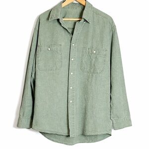 Vintage Men’s Sage Button-Up Shirt Canvas Type Material No Tags L